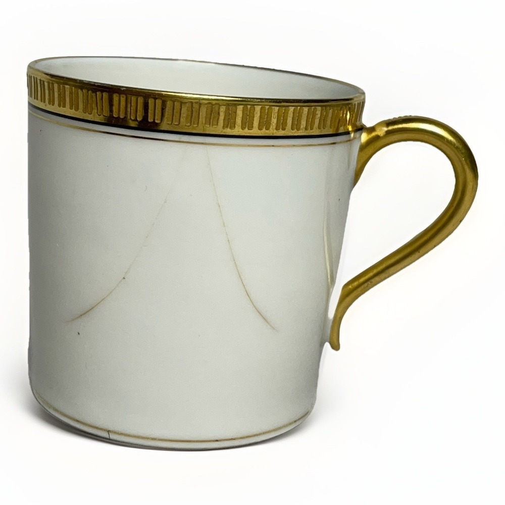 Antique Haviland Limoges Demitasse Cup Gold Gilded Rim Empire Handle France